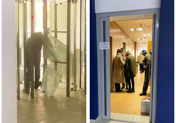 СБУ ворвалось в Киевводоканал и разломало входные двери. Фото: пресс-служба Киевводоканала