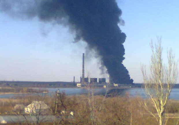 Пожар на Углегорской ТЭС. Фото: Остров